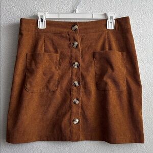Brown Button-Front Women's Skirt